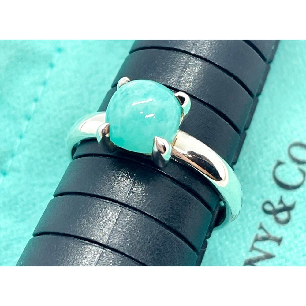 Tiffany & Co. Paloma Picasso 7mm Amazonite Sugar Stacks Ring - Size 6.75 - Picture 9 of 16